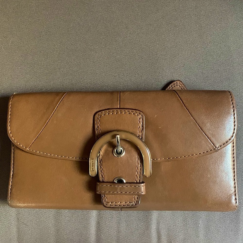 Brown leather coach wallet